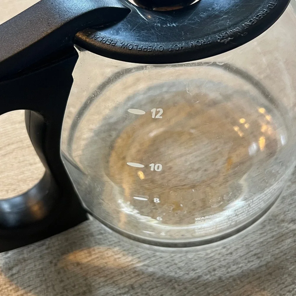 Mr. Coffee‎ 12 Cup Replacement Glass Carafe Decanter Black Handle Lid Clear